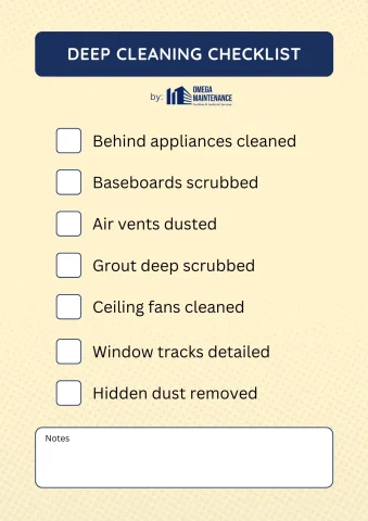 Deep cleaning checklist